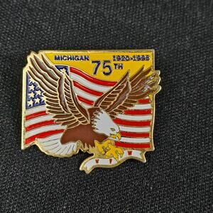 VFW Michigan 75th Anniversary Lapel Pin 1920-1995 Eagle Flag